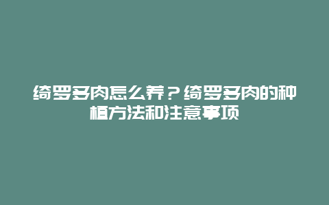 绮罗多肉怎么养？绮罗多肉的种植方法和注意事项