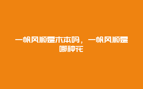 一帆风顺是木本吗，一帆风顺是哪种花