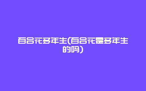 百合花多年生(百合花是多年生的吗)