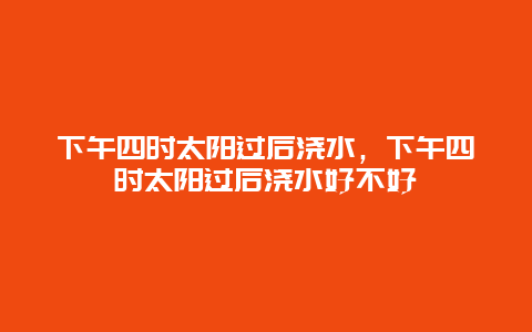 下午四时太阳过后浇水，下午四时太阳过后浇水好不好