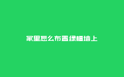 家里怎么布置绿植墙上