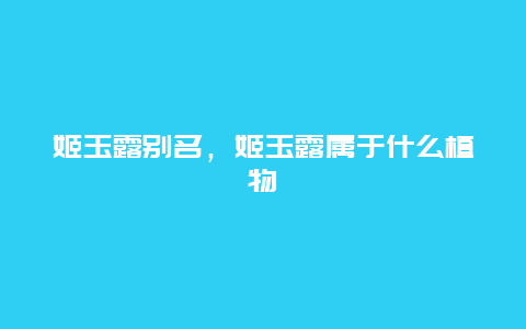 姬玉露别名，姬玉露属于什么植物