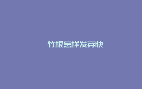 簕竹根怎样发芽快