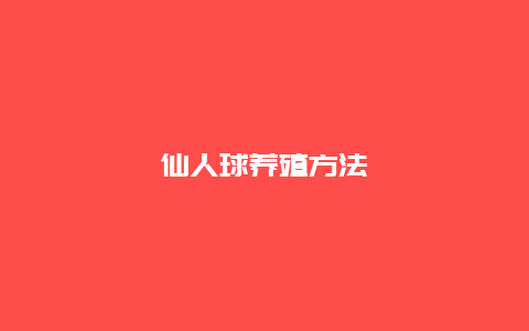 仙人球养殖方法