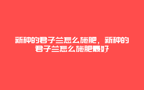 新种的君子兰怎么施肥，新种的君子兰怎么施肥最好