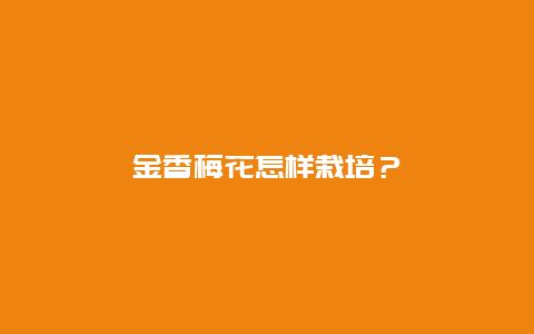 金香梅花怎样栽培？