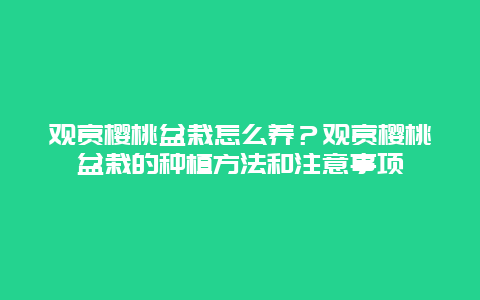 观赏樱桃盆栽怎么养？观赏樱桃盆栽的种植方法和注意事项