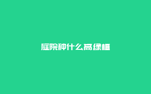 庭院种什么高绿植