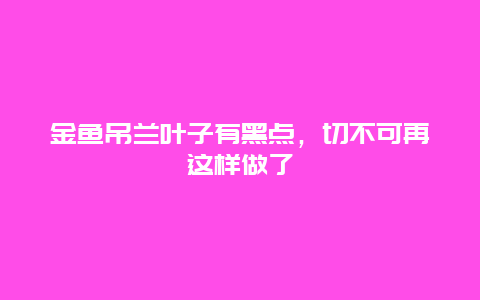 金鱼吊兰叶子有黑点，切不可再这样做了