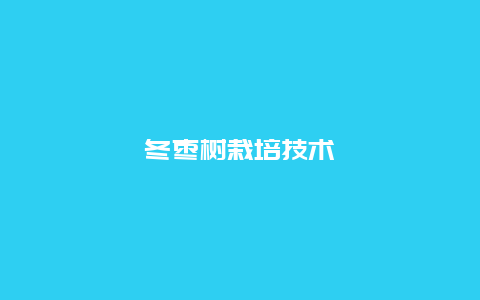 冬枣树栽培技术