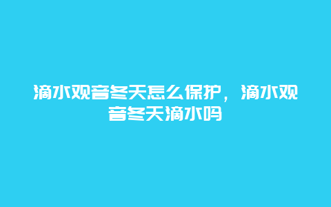 滴水观音冬天怎么保护，滴水观音冬天滴水吗