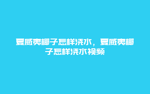 夏威夷椰子怎样浇水，夏威夷椰子怎样浇水视频