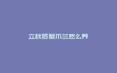 立秋后蟹爪兰怎么养