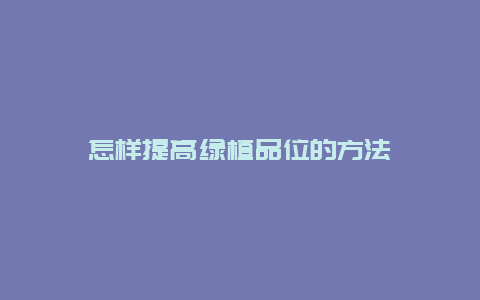 怎样提高绿植品位的方法