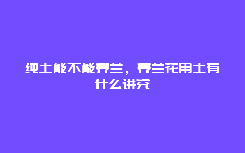 纯土能不能养兰，养兰花用土有什么讲究