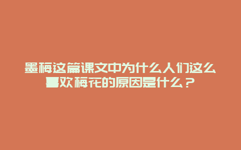 墨梅这篇课文中为什么人们这么喜欢梅花的原因是什么？