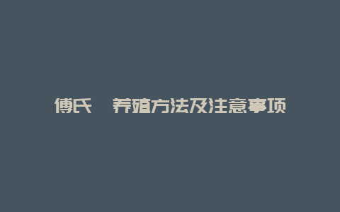 傅氏蕨养殖方法及注意事项