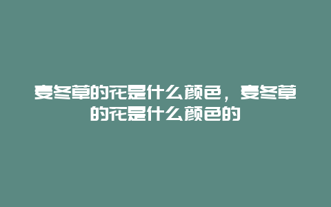 麦冬草的花是什么颜色，麦冬草的花是什么颜色的