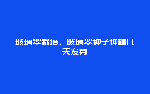 玻璃翠栽培，玻璃翠种子种植几天发芽