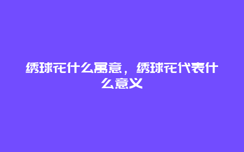 绣球花什么寓意，绣球花代表什么意义