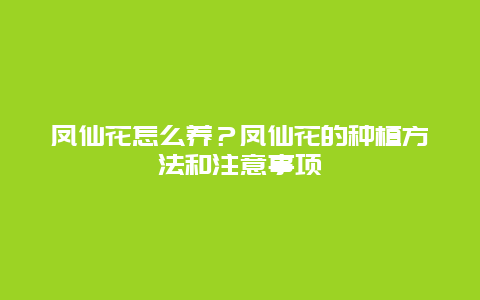 凤仙花怎么养？凤仙花的种植方法和注意事项