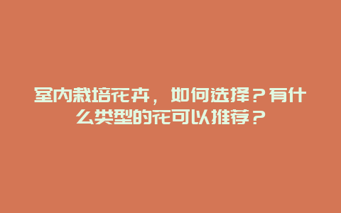 室内栽培花卉，如何选择？有什么类型的花可以推荐？