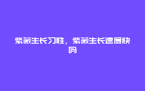 紫薇生长习性，紫薇生长速度快吗