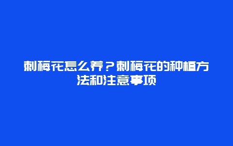 刺梅花怎么养？刺梅花的种植方法和注意事项