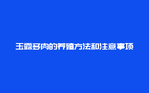 玉露多肉的养殖方法和注意事项