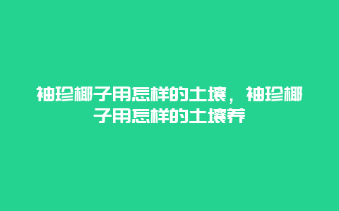 袖珍椰子用怎样的土壤，袖珍椰子用怎样的土壤养