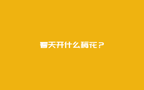 春天开什么梅花？