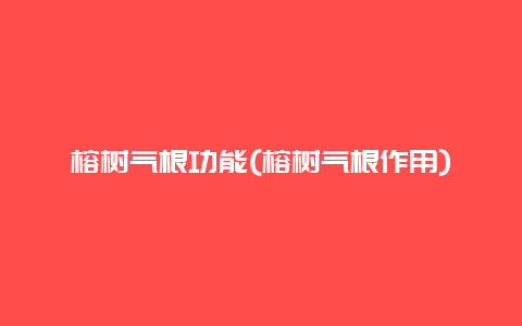 榕树气根功能(榕树气根作用)