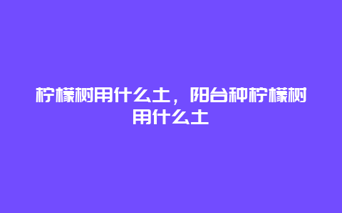 柠檬树用什么土，阳台种柠檬树用什么土