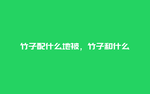 竹子配什么地被，竹子和什么