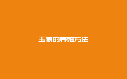 玉树的养殖方法