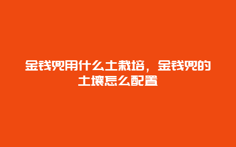 金钱兜用什么土栽培，金钱兜的土壤怎么配置