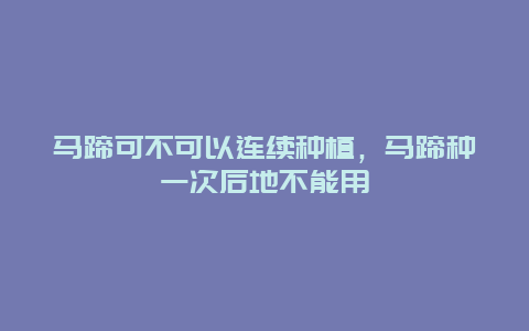 马蹄可不可以连续种植，马蹄种一次后地不能用