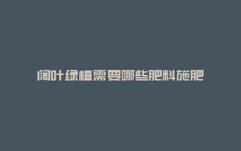 阔叶绿植需要哪些肥料施肥