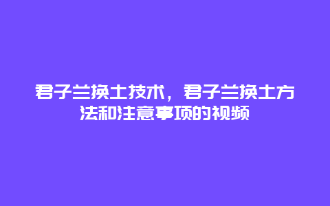 君子兰换土技术，君子兰换土方法和注意事项的视频