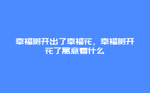 幸福树开出了幸福花，幸福树开花了寓意着什么