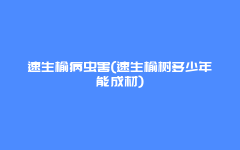 速生榆病虫害(速生榆树多少年能成材)