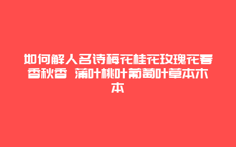 如何解人名诗梅花桂花玫瑰花春香秋香 蒲叶桃叶葡萄叶草本木本