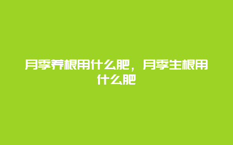 月季养根用什么肥，月季生根用什么肥