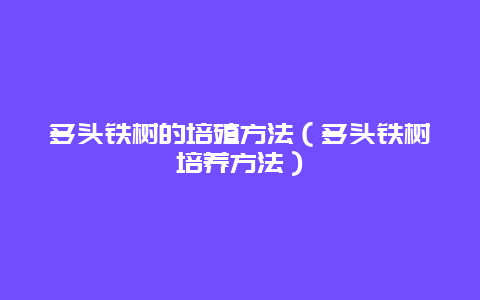 多头铁树的培殖方法（多头铁树培养方法）