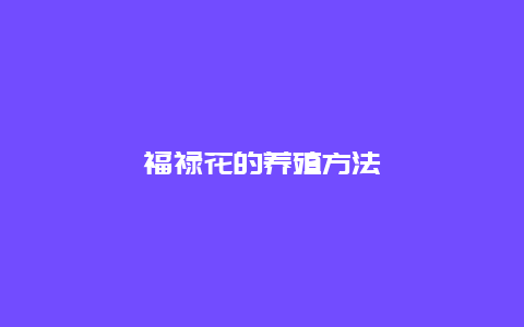 福禄花的养殖方法