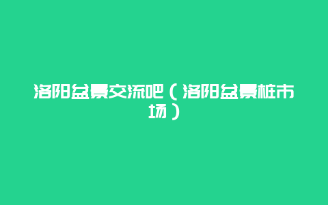 洛阳盆景交流吧（洛阳盆景桩市场）