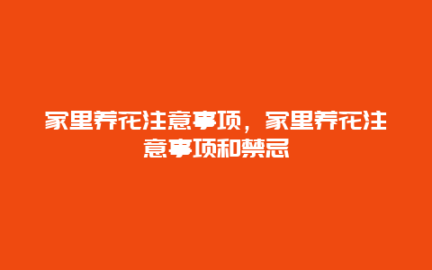 家里养花注意事项，家里养花注意事项和禁忌