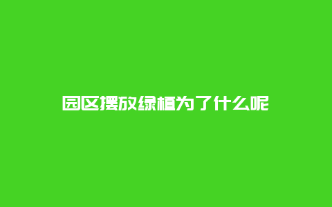 园区摆放绿植为了什么呢