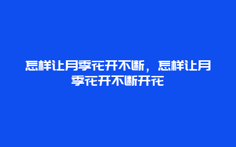 怎样让月季花开不断，怎样让月季花开不断开花