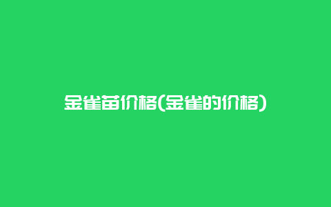 金雀苗价格(金雀的价格)